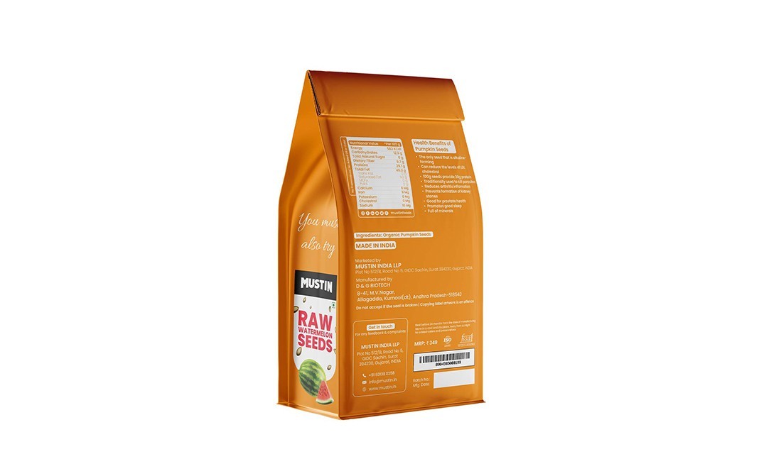 Mustin Raw Pumpkin Seeds    Pack  330 grams